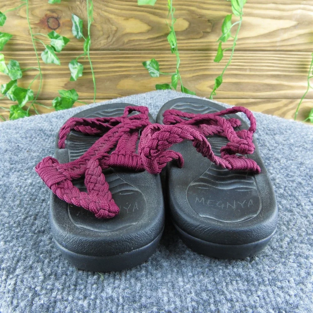 Megnya‎  Women Strappy Sandal Shoes Red Fabric Size 10 Medium